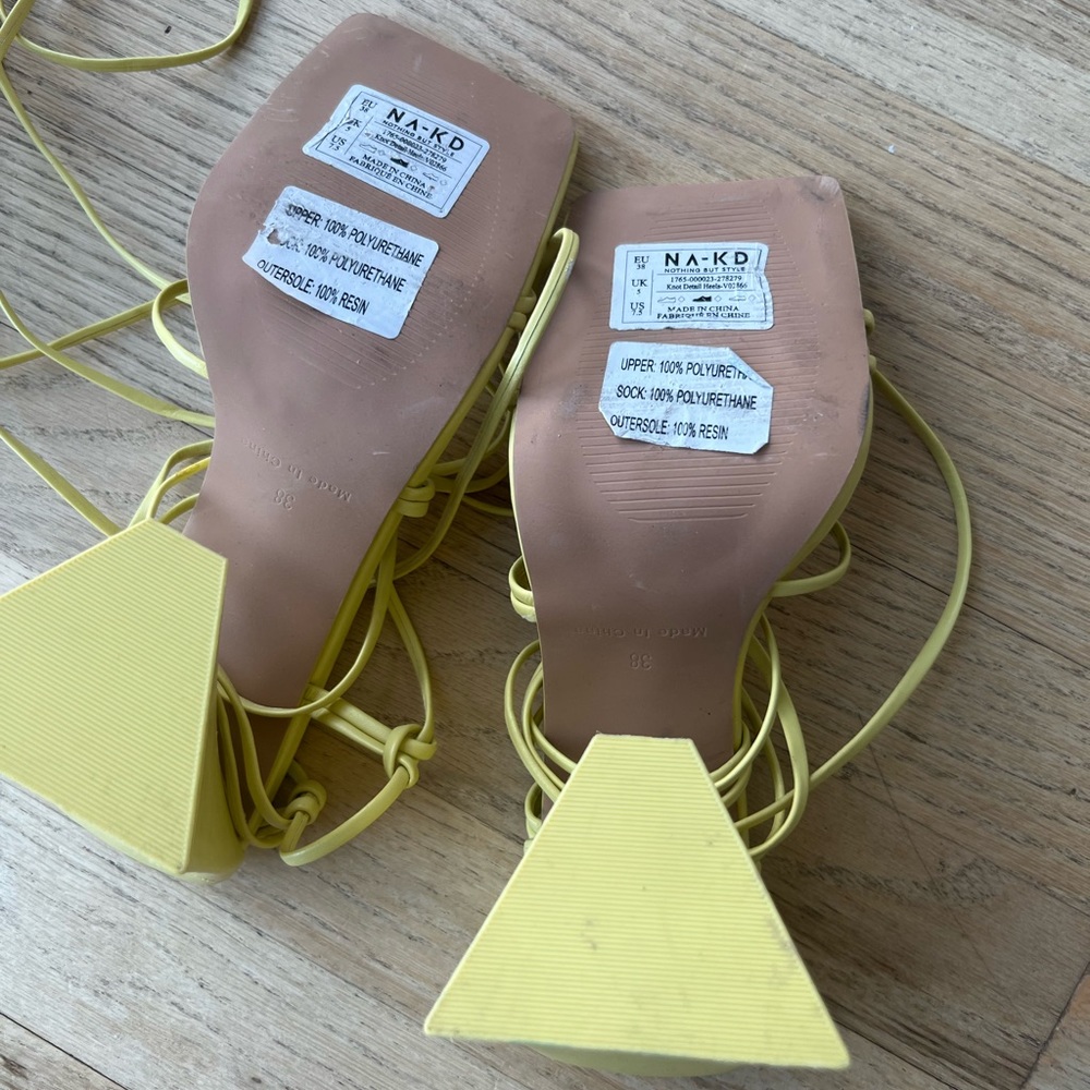 NAKD Lace Up Heels Yellow - Picture 4 of 7